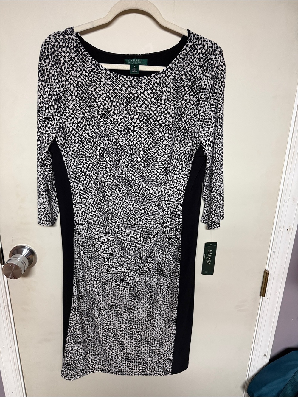 Lauren Ralph Lauren Black and White Printed Midi Dress